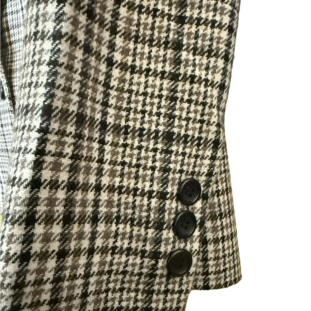 Vintage Peabody House Houndstooth Wool Blend Blazer Jacket Brown Beige Size 14 - Picture 10 of 14